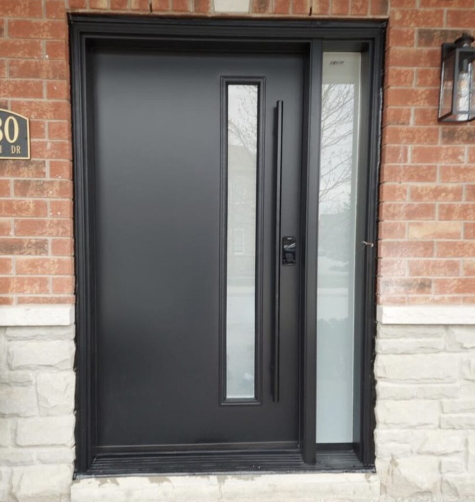 Steel Entry Door Black with Sandblast Sidelite